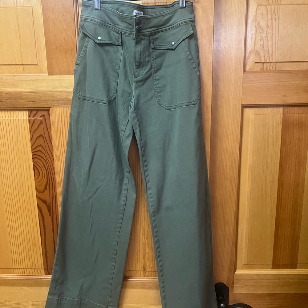 Flattering Army green flared cotton pants